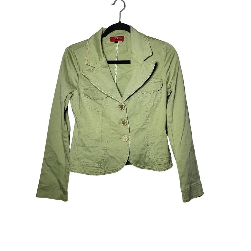 Zinc Women's Lime Green 3‎ Button Blazer with Pockets Size Medium Y2K Neon